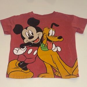 Disney Kids Red Tee with Mickey and Pluto